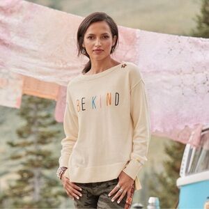 Sundance Cream Be Kind Embroidered Wool Blend Sweater